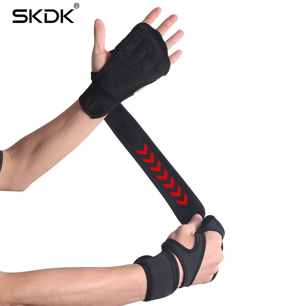 Weightlifting Fitness Gloves With Wrist Wraps; Silicone Gel Full Palm Protection; Gym Workout Gloves; Power Lifting Equipment - VINE GLOBAL