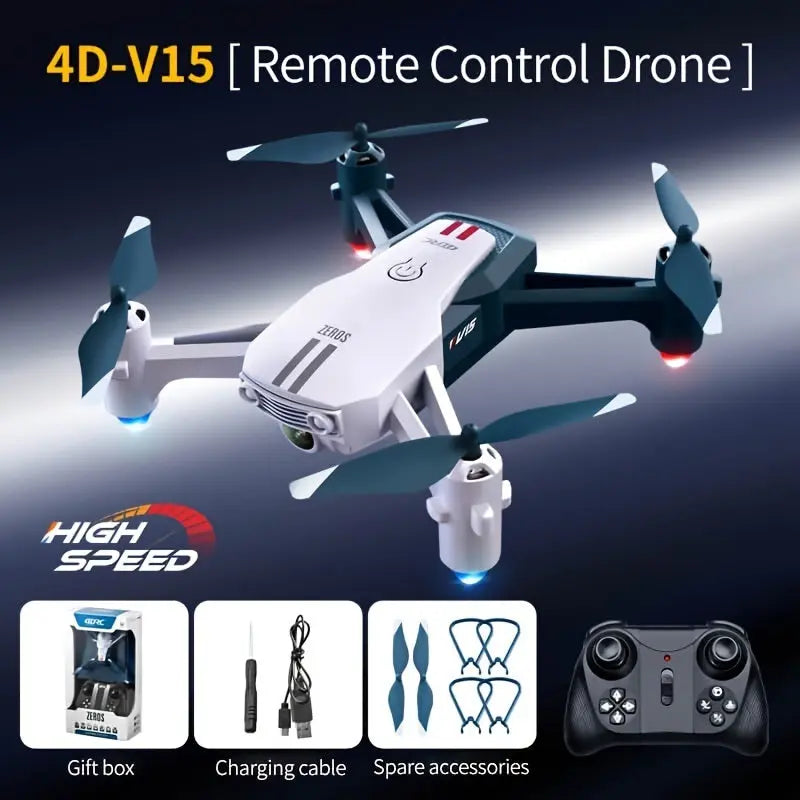 4DRC V15 Remote Control Drone; Quadcopter With Lights; Remote Control Flying Toys; Christmas Gifts For Children - VINE GLOBAL