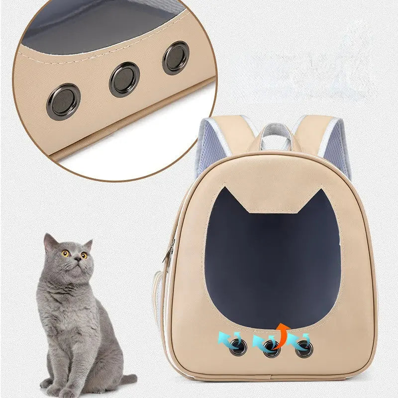 Cat backpack Light color transparent pet bag large space comfortable breathable cat backpack; Cat Backpack Carrier - VINE GLOBAL