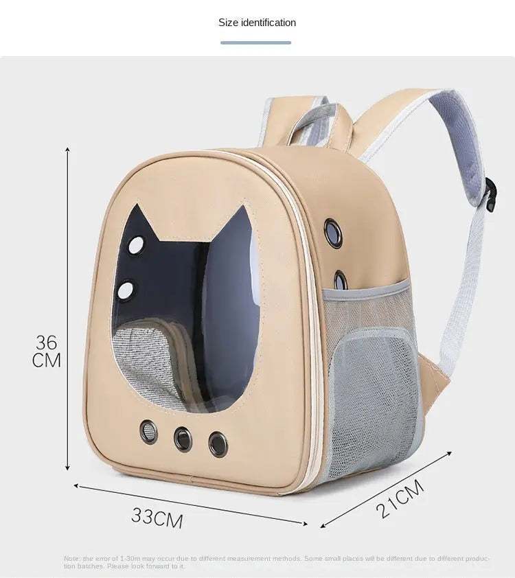 Cat backpack Light color transparent pet bag large space comfortable breathable cat backpack; Cat Backpack Carrier - VINE GLOBAL
