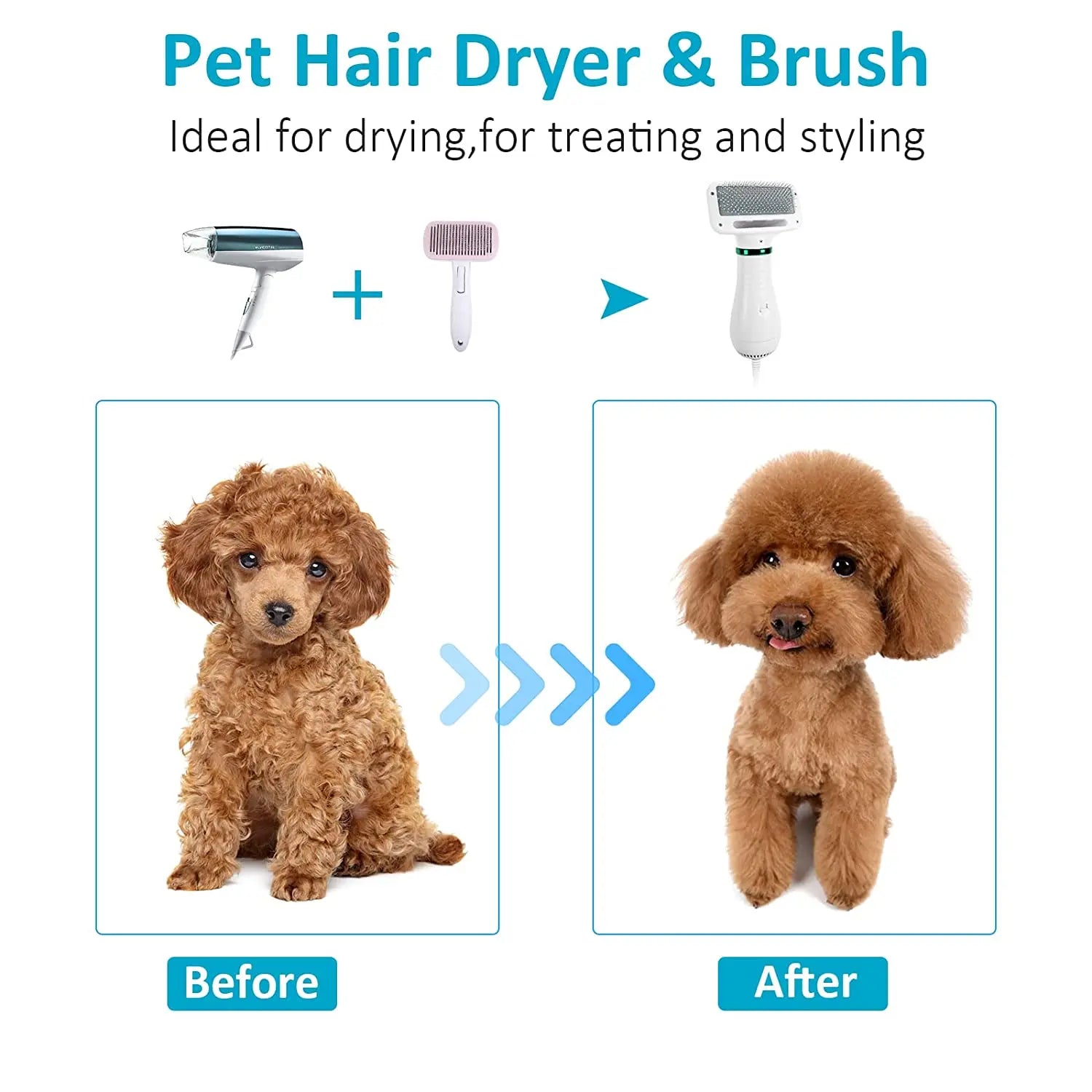Pet hair comb Dog and cat hair dryer 2 and 1 pet supplies Pet hair Dryer with Slicker Brush; pet grooming - VINE GLOBAL
