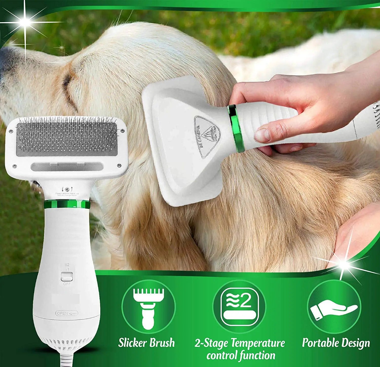 Pet hair comb Dog and cat hair dryer 2 and 1 pet supplies Pet hair Dryer with Slicker Brush; pet grooming - VINE GLOBAL