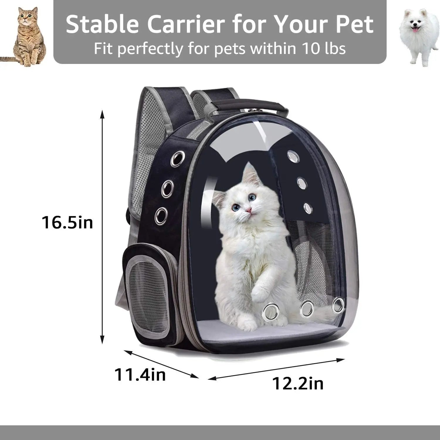 Cat Backpack Carrier Bubble Bag; Small Dog Backpack Carrier for Small Dogs; Space Capsule Pet Carrier Dog Hiking Backpack Airline Approved Travel Carrier - VINE GLOBAL