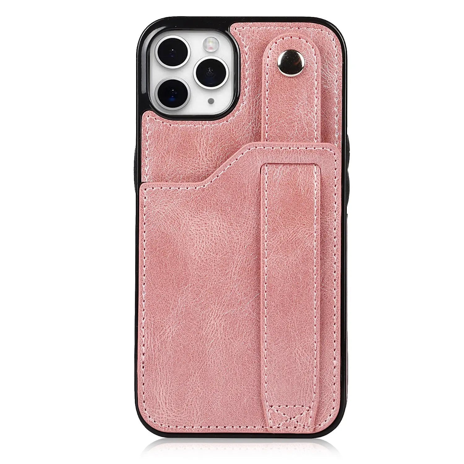 Rose Gold Wallet Wristband Leather Phone Case For; iPhone14 Series; iPhone13 Series ; iPhone12 Series; ; iPhone11 Series ; iPhoneX Series ; iPhone8 Series; 7 Series - VINE GLOBAL