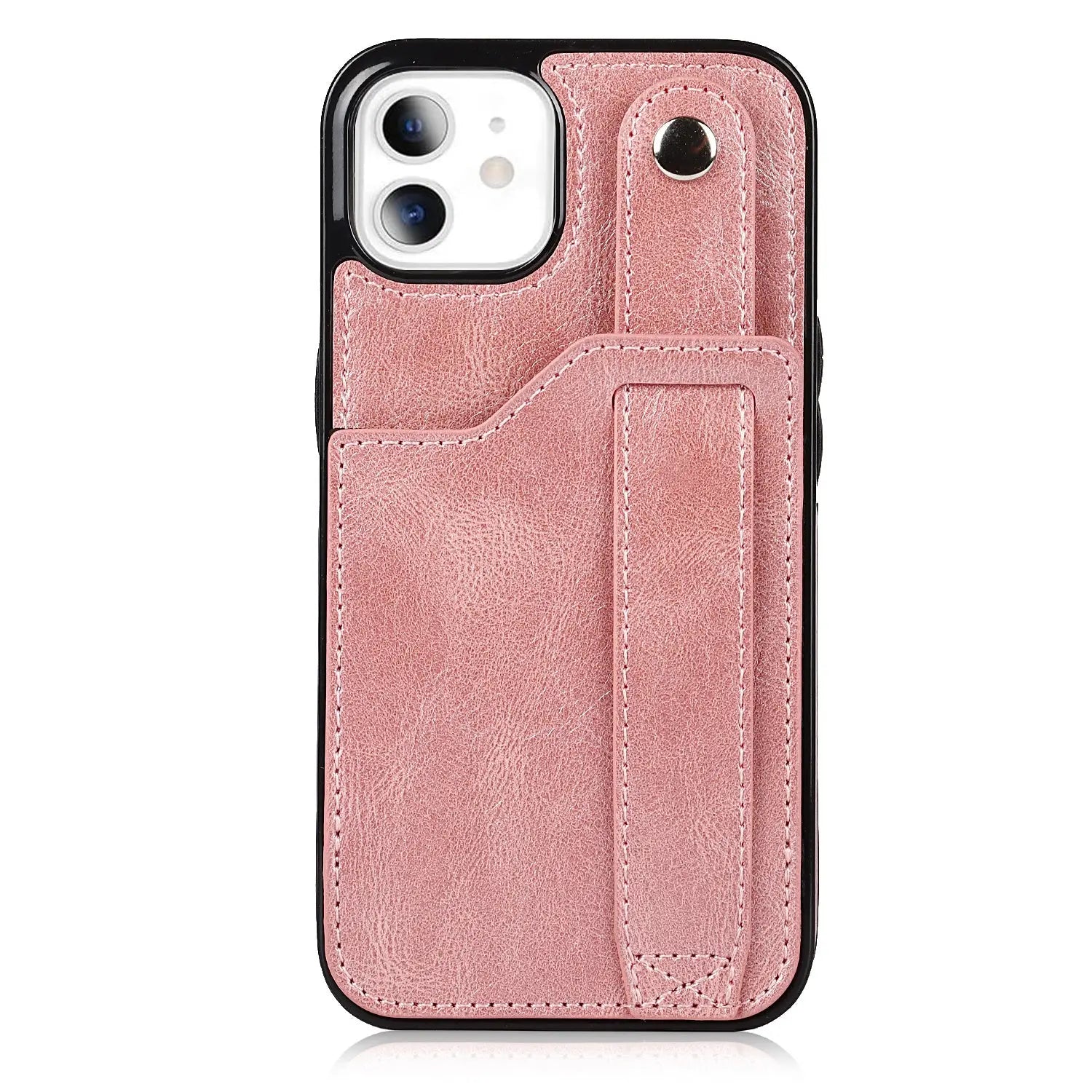 Rose Gold Wallet Wristband Leather Phone Case For; iPhone14 Series; iPhone13 Series ; iPhone12 Series; ; iPhone11 Series ; iPhoneX Series ; iPhone8 Series; 7 Series - VINE GLOBAL