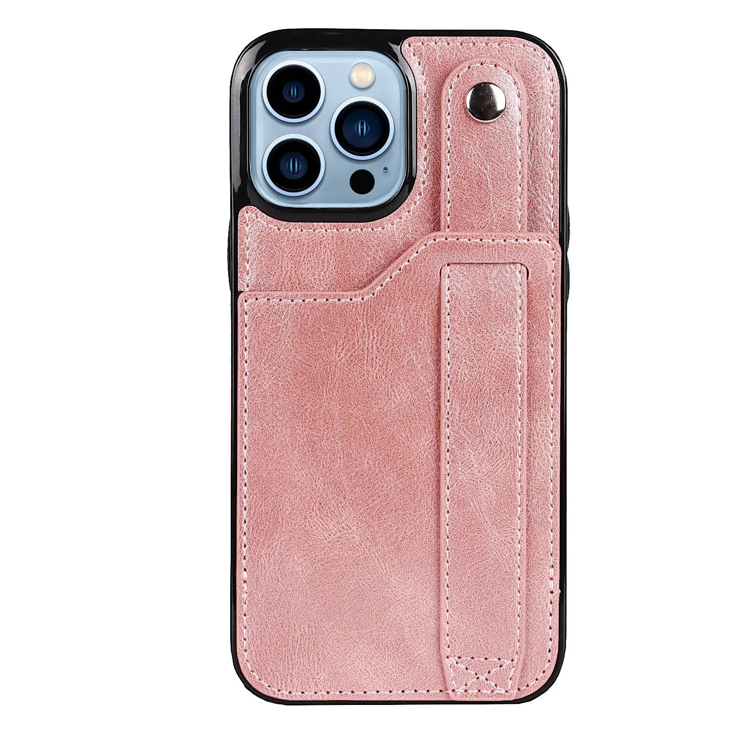 Rose Gold Wallet Wristband Leather Phone Case For; iPhone14 Series; iPhone13 Series ; iPhone12 Series; ; iPhone11 Series ; iPhoneX Series ; iPhone8 Series; 7 Series - VINE GLOBAL