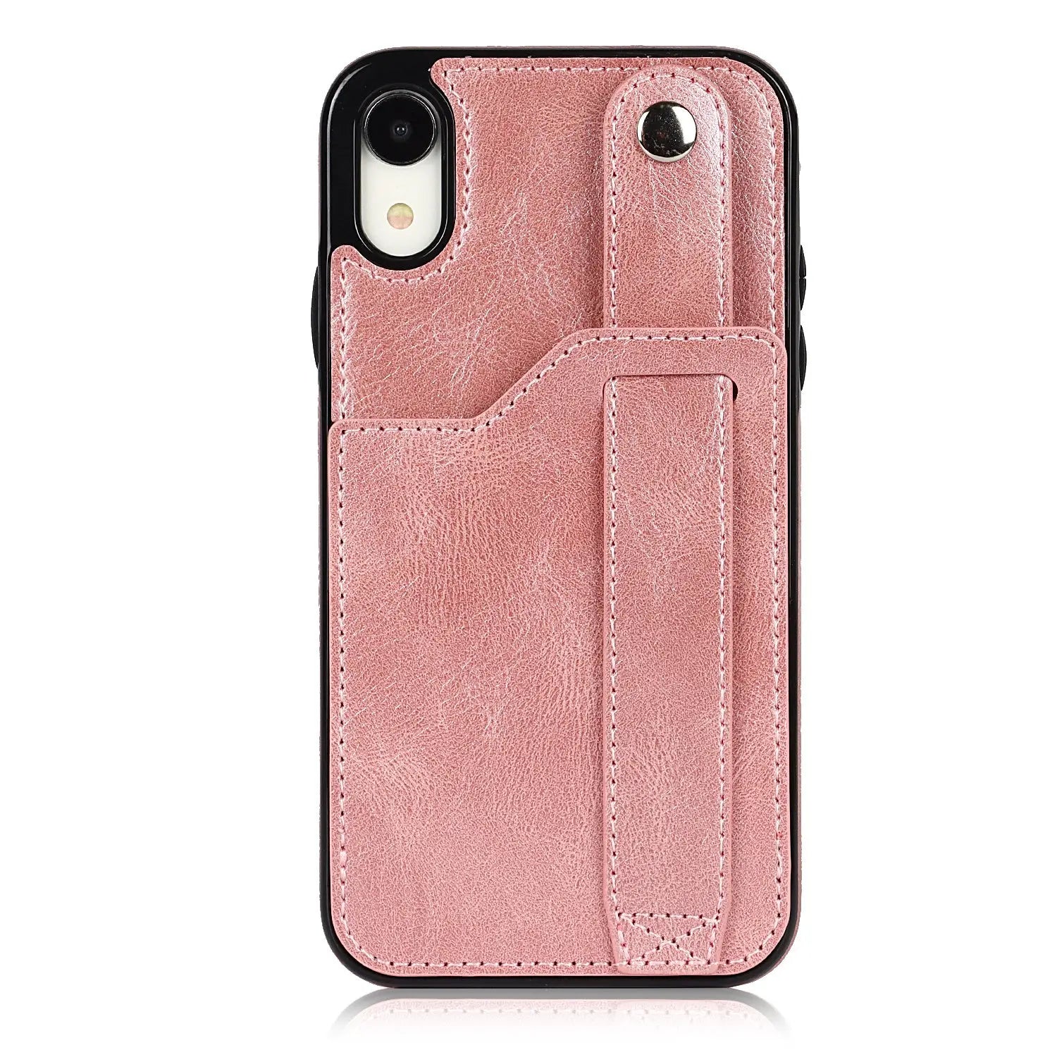 Rose Gold Wallet Wristband Leather Phone Case For; iPhone14 Series; iPhone13 Series ; iPhone12 Series; ; iPhone11 Series ; iPhoneX Series ; iPhone8 Series; 7 Series - VINE GLOBAL