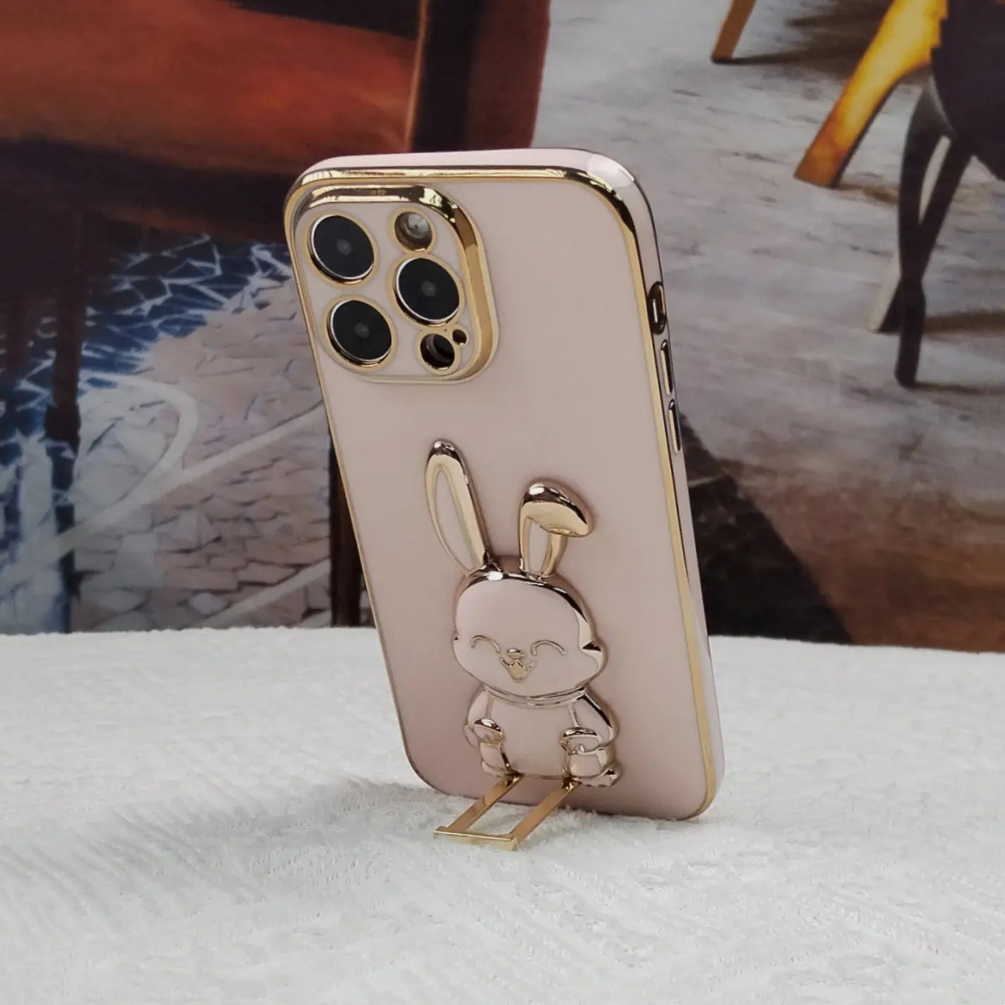 Phone Case With Rabbit Holder Hidden Stand Shockproof Slim Protective Cove Anti-Fall Sleeve Phone Case; For IPhone7/8/11/12/13/14/X/XR/Xs/Plus/Pro/Pro Max/SE2/mini Series - VINE GLOBAL