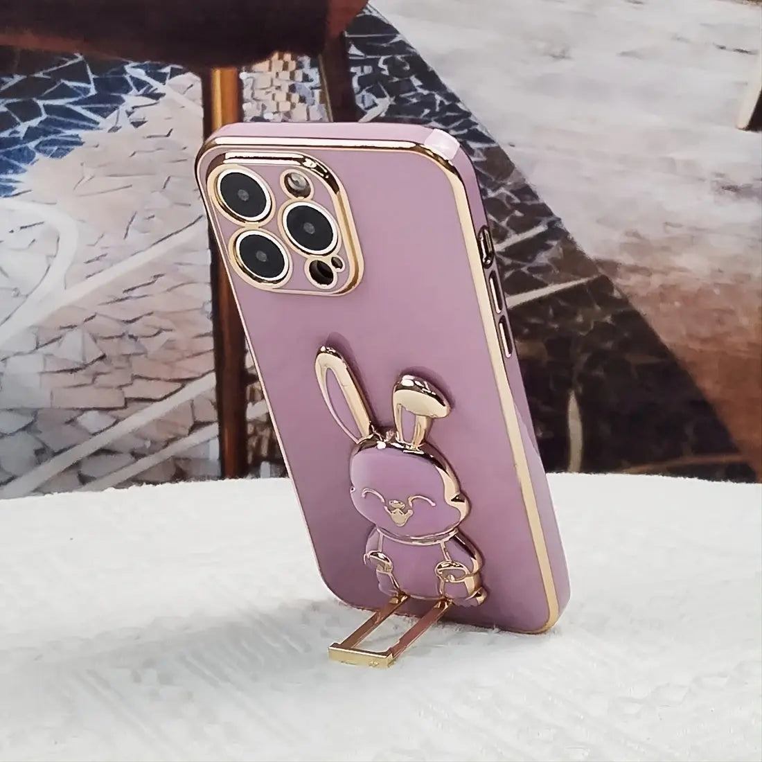 Phone Case With Rabbit Holder Hidden Stand Shockproof Slim Protective Cove Anti-Fall Sleeve Phone Case; For IPhone7/8/11/12/13/14/X/XR/Xs/Plus/Pro/Pro Max/SE2/mini Series - VINE GLOBAL