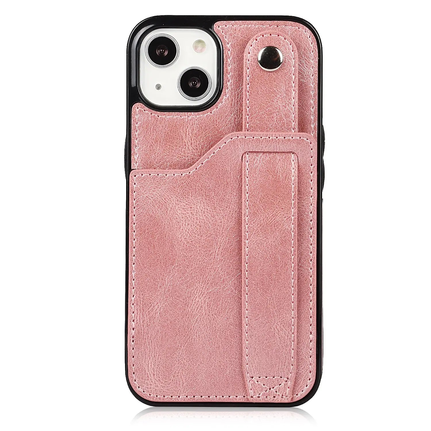 Rose Gold Wallet Wristband Leather Phone Case For; iPhone14 Series; iPhone13 Series ; iPhone12 Series; ; iPhone11 Series ; iPhoneX Series ; iPhone8 Series; 7 Series - VINE GLOBAL