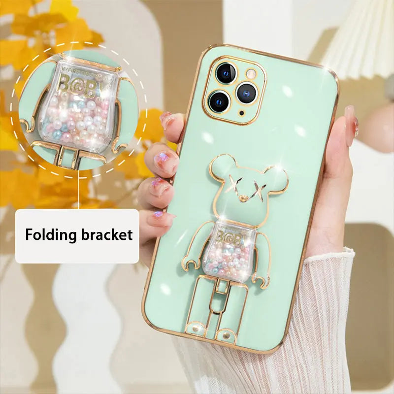 Candy Bear Bracket Phone Case For IPhone14/14Plus/14Pro/14Pro Max; IPhone13/13Mini/13Pro/13Pro Max; IPhone12/12Mini/12Pro/12Pro Max; IPhone11/11Pro/11Pro Max - VINE GLOBAL