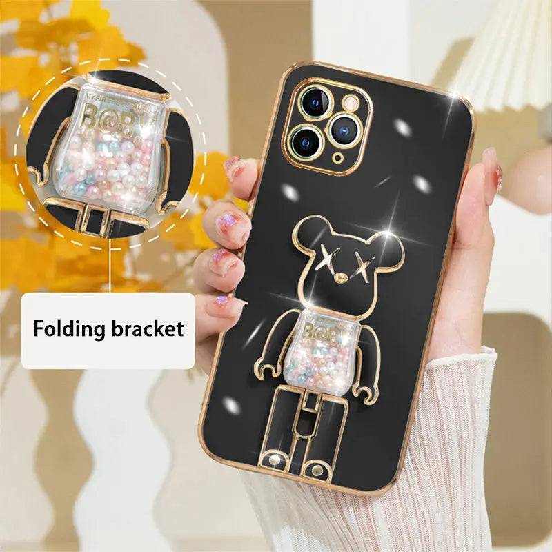 Candy Bear Bracket Phone Case For IPhone14/14Plus/14Pro/14Pro Max; IPhone13/13Mini/13Pro/13Pro Max; IPhone12/12Mini/12Pro/12Pro Max; IPhone11/11Pro/11Pro Max - VINE GLOBAL