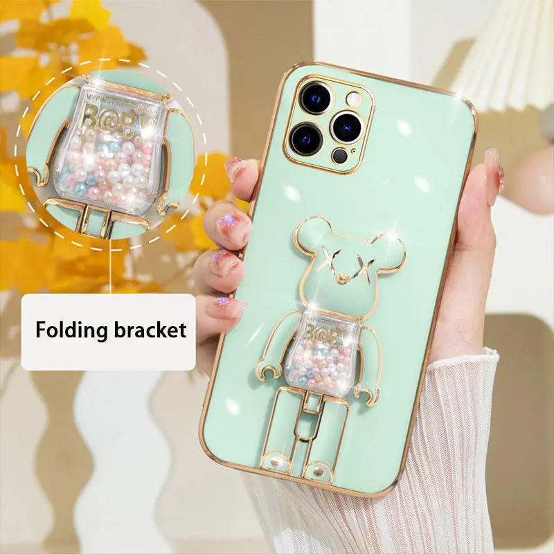 Candy Bear Bracket Phone Case For IPhone14/14Plus/14Pro/14Pro Max; IPhone13/13Mini/13Pro/13Pro Max; IPhone12/12Mini/12Pro/12Pro Max; IPhone11/11Pro/11Pro Max - VINE GLOBAL