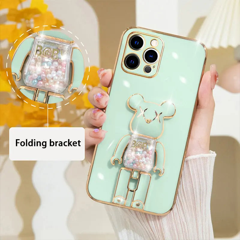 Candy Bear Bracket Phone Case For IPhone14/14Plus/14Pro/14Pro Max; IPhone13/13Mini/13Pro/13Pro Max; IPhone12/12Mini/12Pro/12Pro Max; IPhone11/11Pro/11Pro Max - VINE GLOBAL
