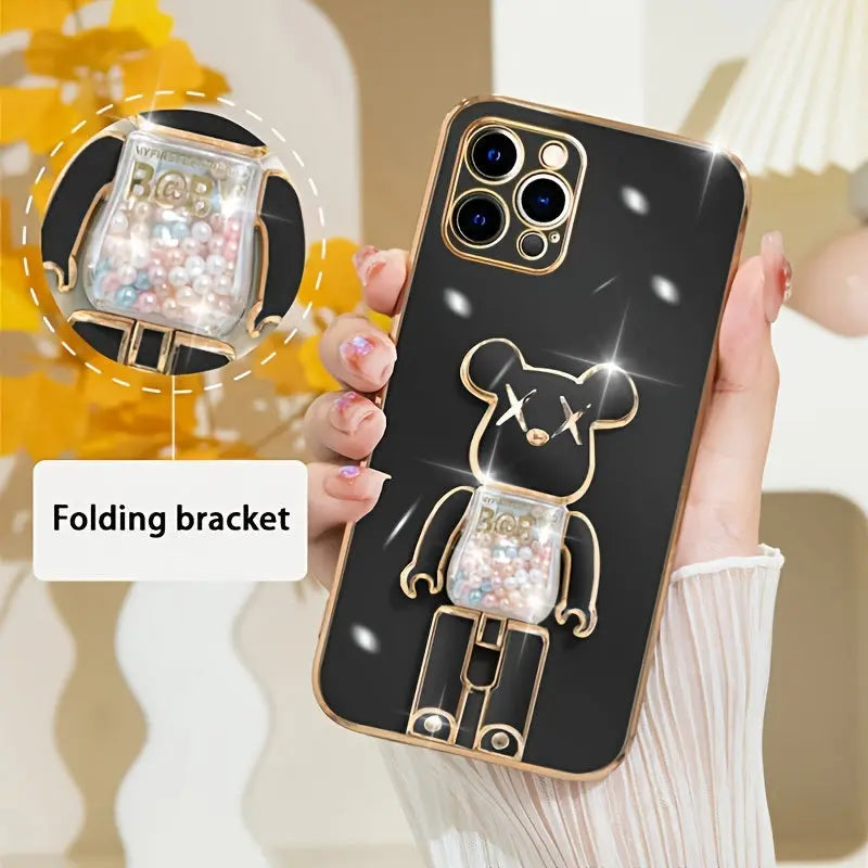 Candy Bear Bracket Phone Case For IPhone14/14Plus/14Pro/14Pro Max; IPhone13/13Mini/13Pro/13Pro Max; IPhone12/12Mini/12Pro/12Pro Max; IPhone11/11Pro/11Pro Max - VINE GLOBAL