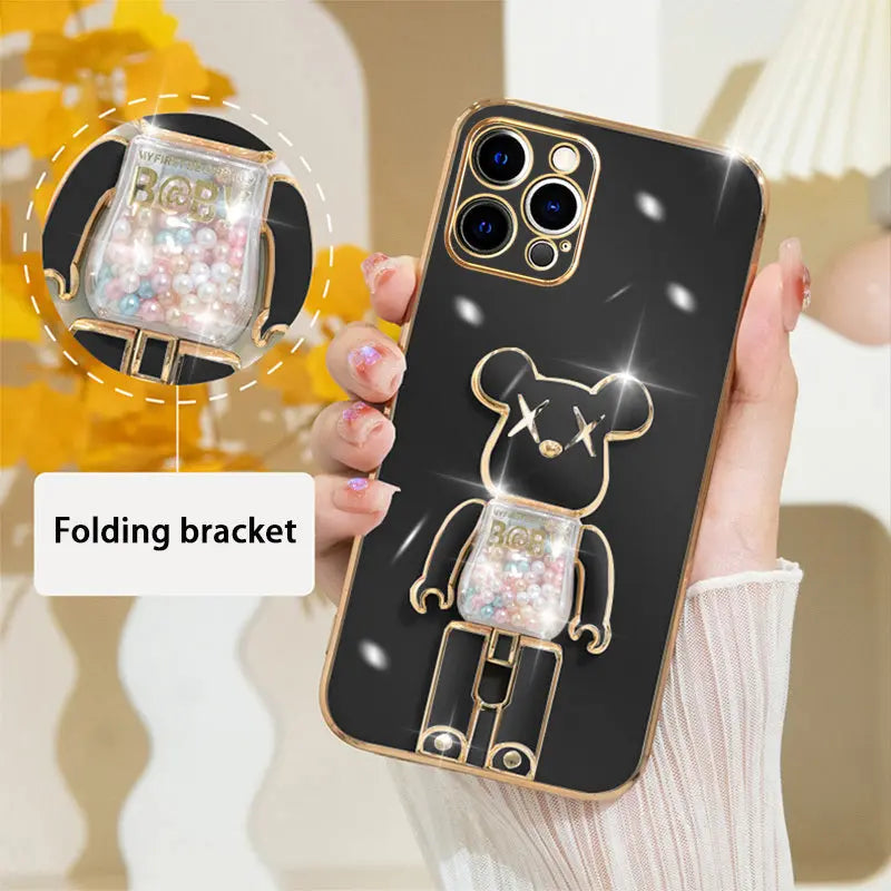 Candy Bear Bracket Phone Case For IPhone14/14Plus/14Pro/14Pro Max; IPhone13/13Mini/13Pro/13Pro Max; IPhone12/12Mini/12Pro/12Pro Max; IPhone11/11Pro/11Pro Max - VINE GLOBAL
