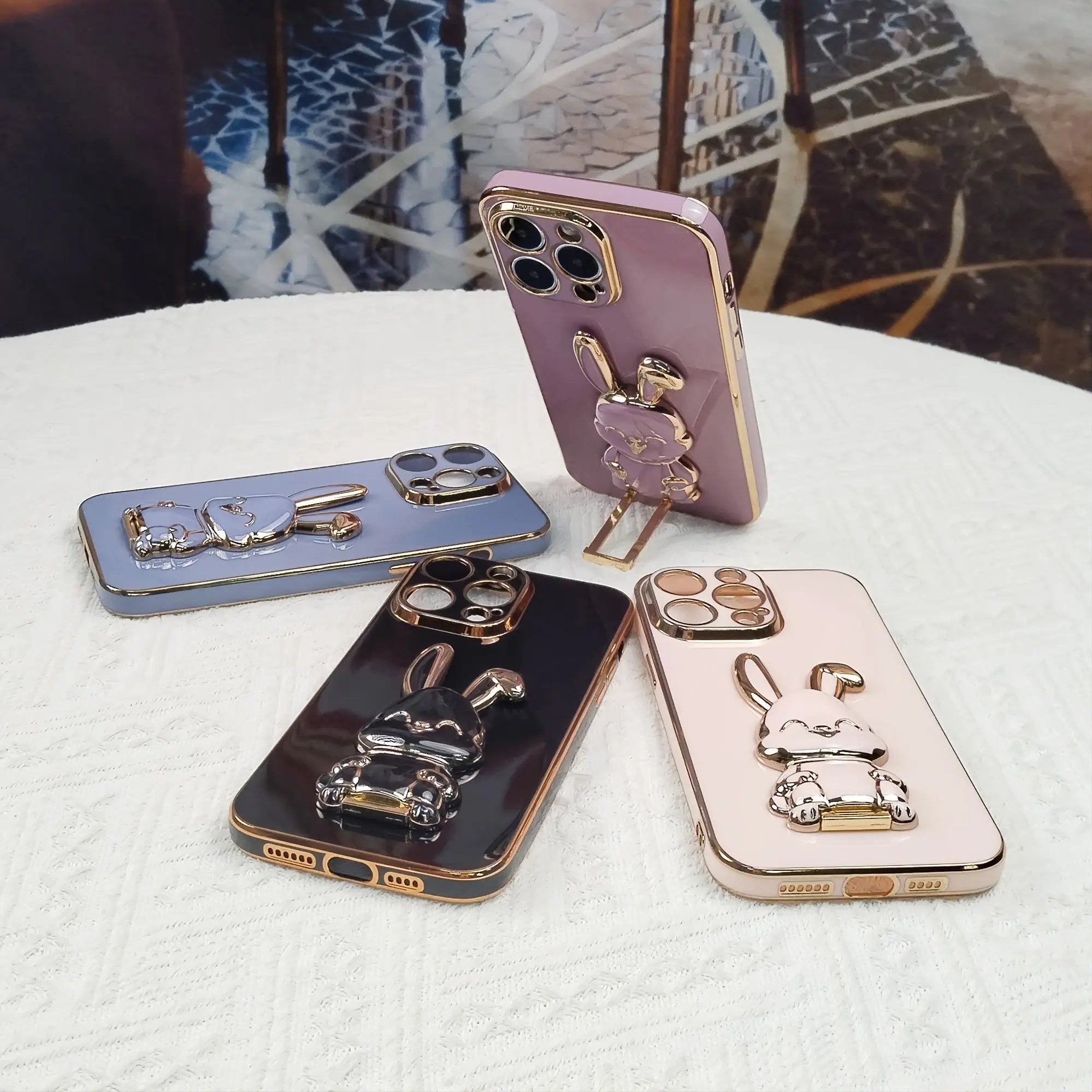 Phone Case With Rabbit Holder Hidden Stand Shockproof Slim Protective Cove Anti-Fall Sleeve Phone Case; For IPhone7/8/11/12/13/14/X/XR/Xs/Plus/Pro/Pro Max/SE2/mini Series - VINE GLOBAL