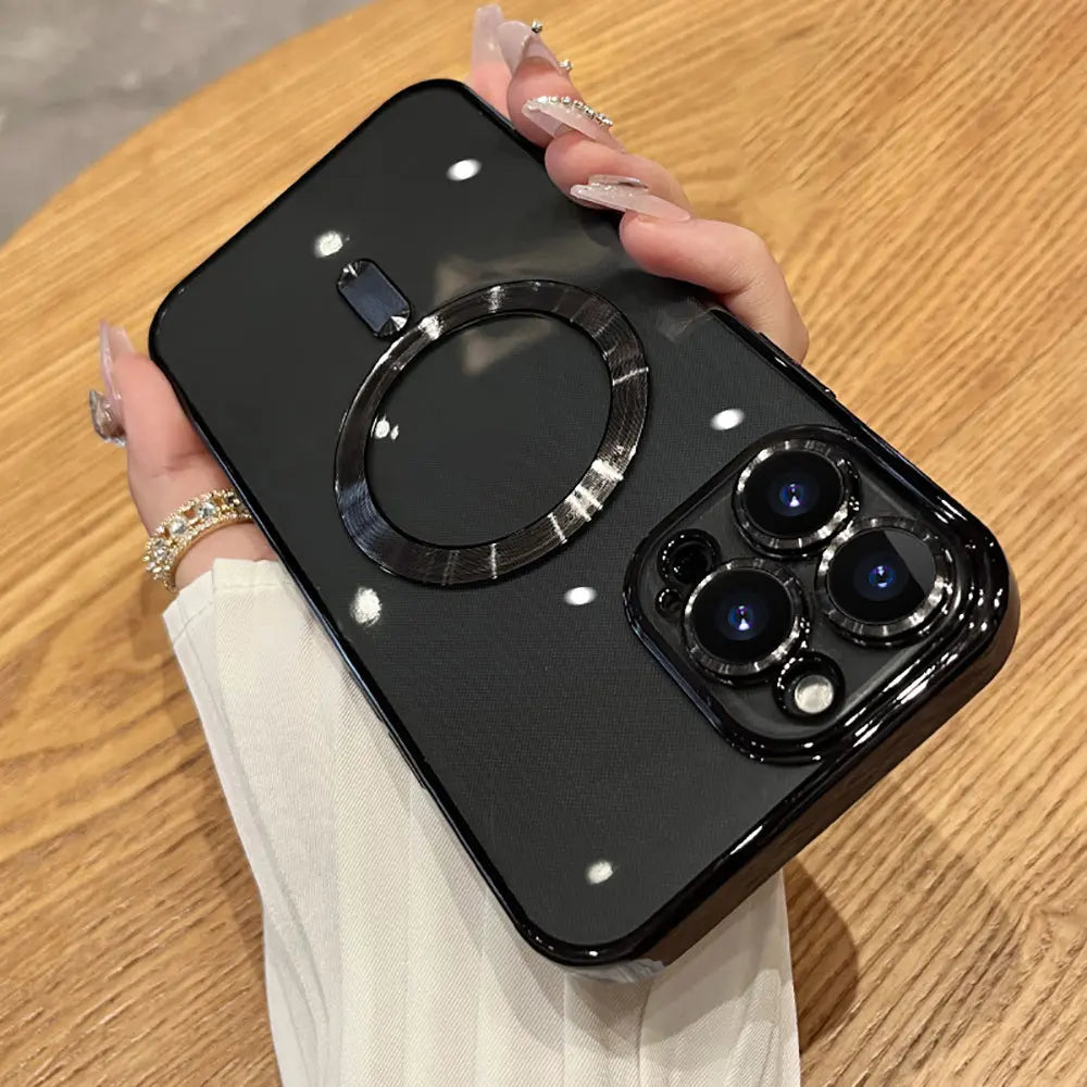 1pc Wireless Charge Phone Case; Silicone Transparent Luxury Plating Transparent Magnetic For Magsafe Phone Protective Phone Case For ; iPhone14 Series ; iPhone13 Series; iPhone12 Series - VINE GLOBAL