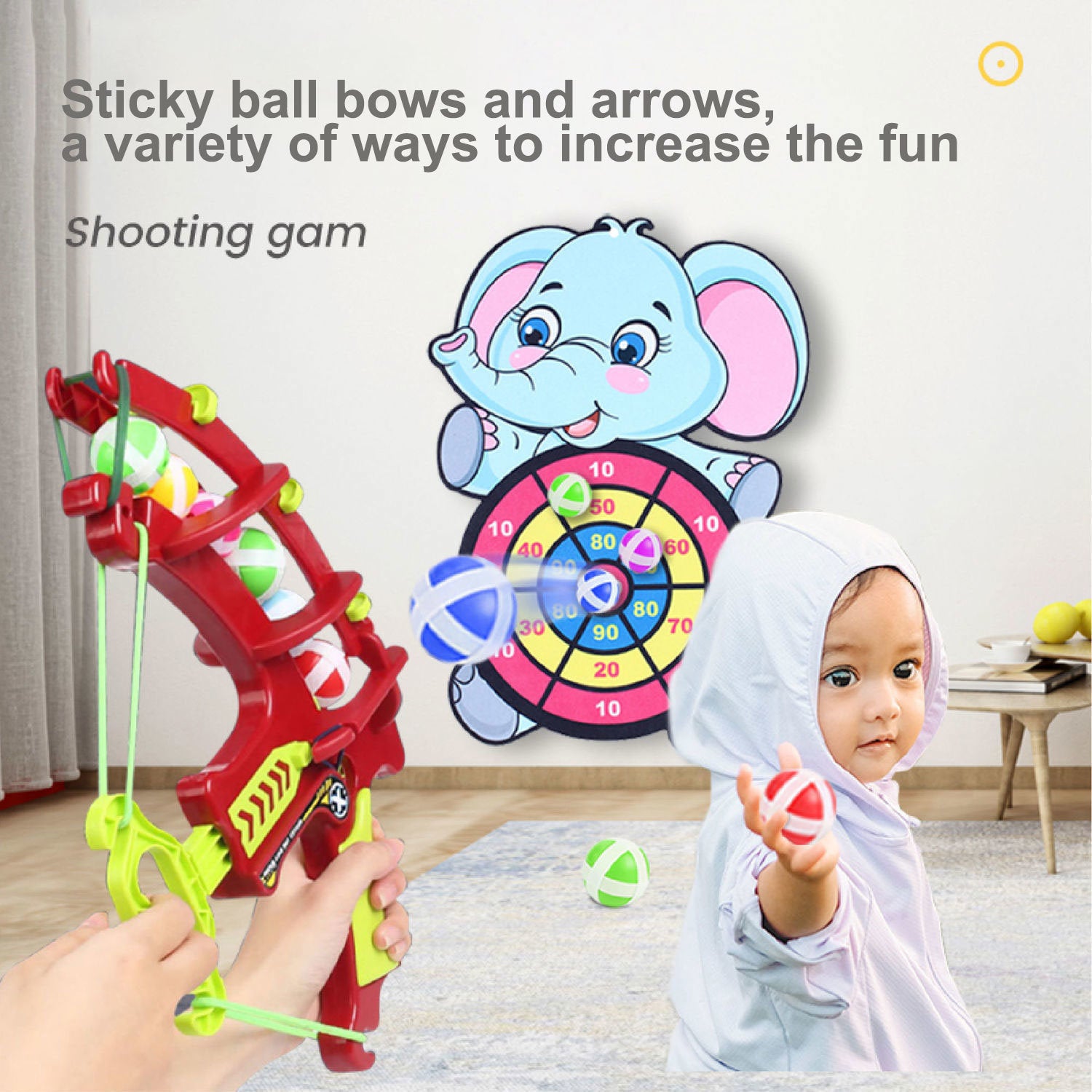 Montessori Throw Sport Slingshot Target Sticky Ball (12 balls) Dartboard Board Games Educational Children's outdoor Game toy - VINE GLOBAL
