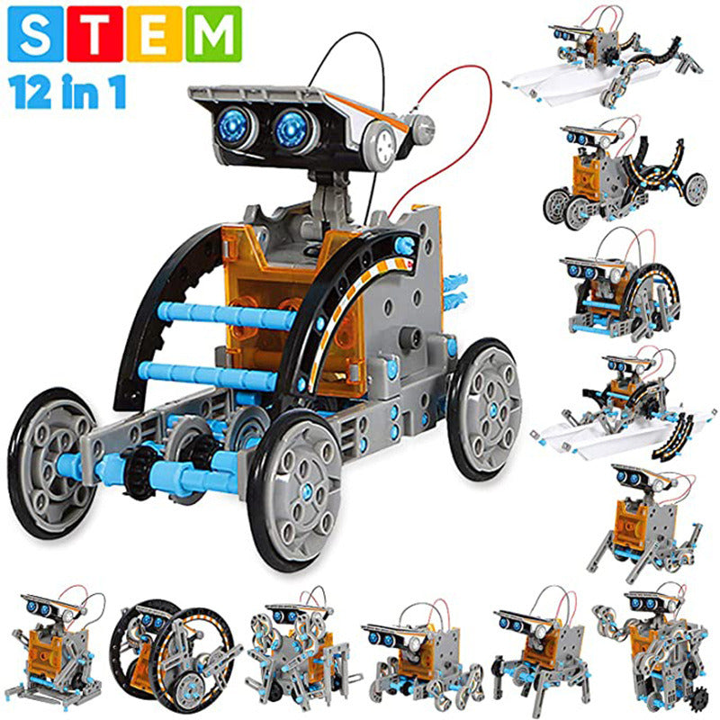 STEM Solar Robot Kit For Kids; 12-in-1 Educational STEM Science Experiment Toys; Solar Powered Building Kit DIY For 8 9 10 11 12 13 Years Old Boys & Girls Kids Toy - VINE GLOBAL