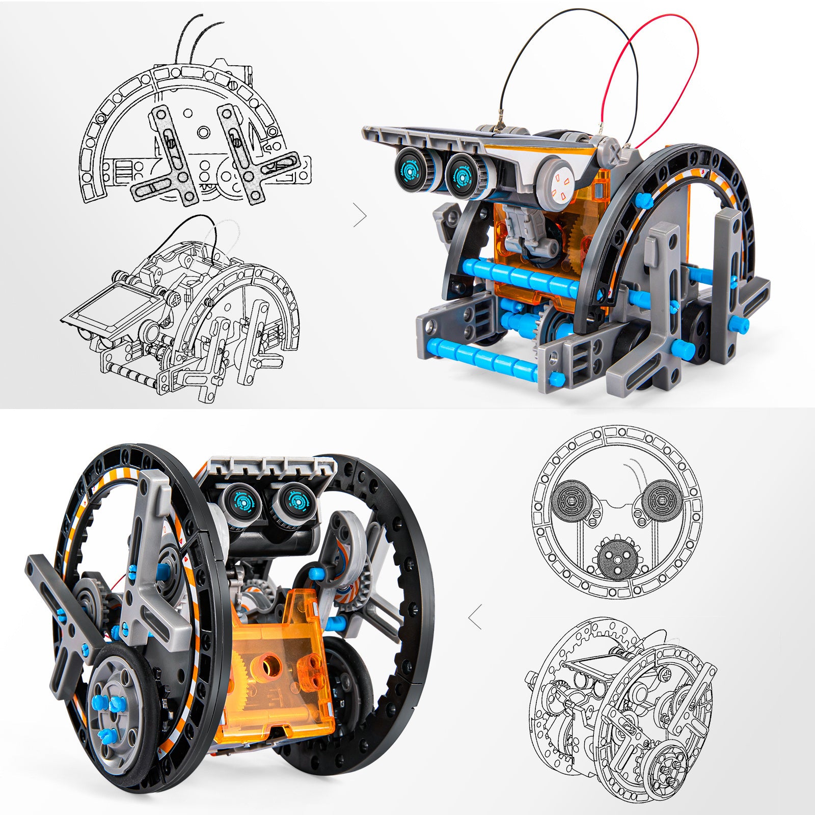 STEM Solar Robot Kit For Kids; 12-in-1 Educational STEM Science Experiment Toys; Solar Powered Building Kit DIY For 8 9 10 11 12 13 Years Old Boys & Girls Kids Toy - VINE GLOBAL