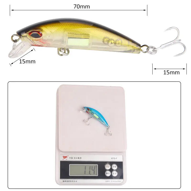 1Pcs Lifelike Luminous Minnow Winter Fishing Lures 70mm/11g Hard Artificial Bait Fish Tackle Crankbaits Fishing Accessories - VINE GLOBAL