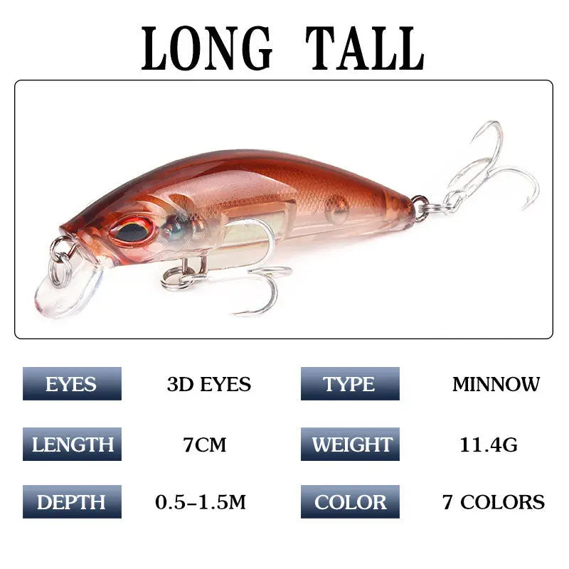 1Pcs Lifelike Luminous Minnow Winter Fishing Lures 70mm/11g Hard Artificial Bait Fish Tackle Crankbaits Fishing Accessories - VINE GLOBAL