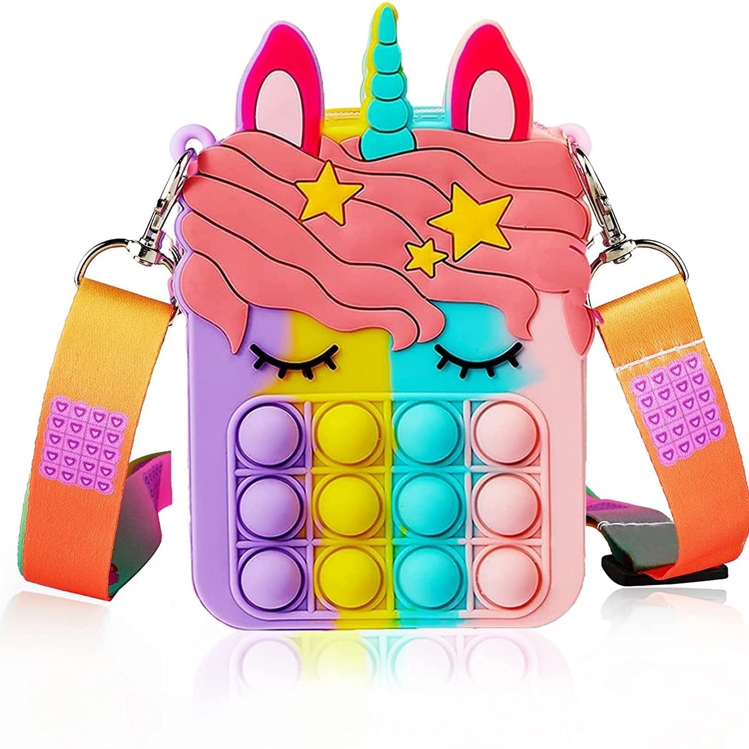 Girl And Women's Unicorn Pop Purse Pop Bag With Unicorn Pop Toy; Christmas Decorations Gifts Silicone Shoulder Bag Fidget Toys Pop Fidget Backpack - VINE GLOBAL