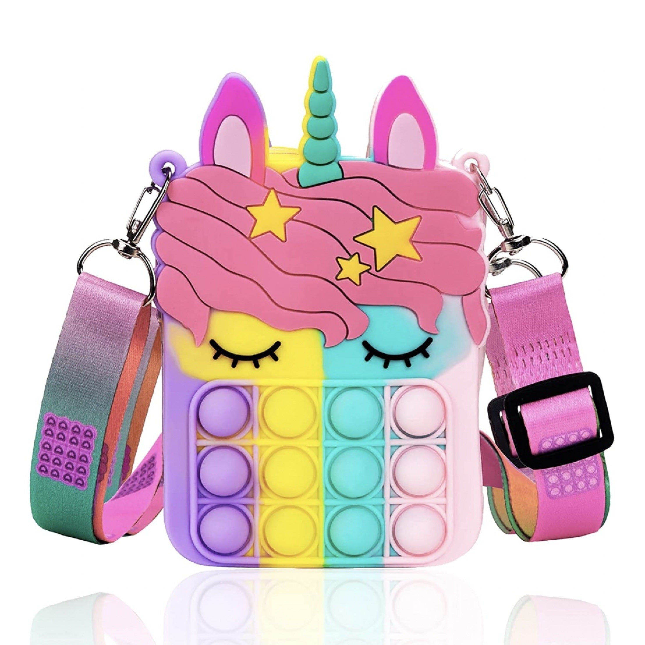 Girl And Women's Unicorn Pop Purse Pop Bag With Unicorn Pop Toy; Christmas Decorations Gifts Silicone Shoulder Bag Fidget Toys Pop Fidget Backpack - VINE GLOBAL
