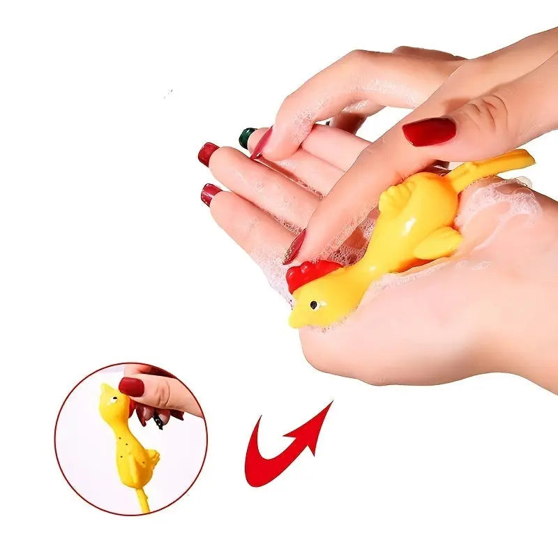 Slingshot Chicken Rubber Chicken Flick Chicken Flying Chicken Flingers Stress Gag Toys; Funny Christmas Easter Chicks Novelty Gifts For Kids - VINE GLOBAL