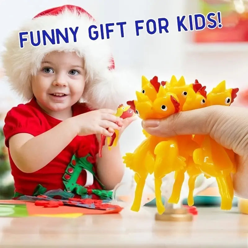 Slingshot Chicken Rubber Chicken Flick Chicken Flying Chicken Flingers Stress Gag Toys; Funny Christmas Easter Chicks Novelty Gifts For Kids - VINE GLOBAL