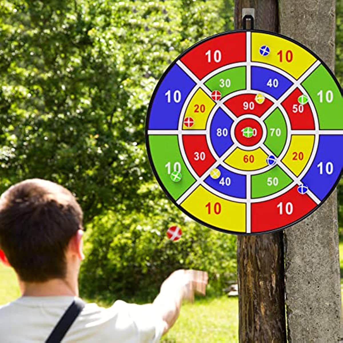 26 Inch Kids Dart Board With 8 Sticky Balls; Boys Toy; Indoor/Sport Outdoor Fun Party Game Toy For 3 4 5 6 7 8 9 10 11 12 Years Old Boys And Girls Birthday Gifts - VINE GLOBAL
