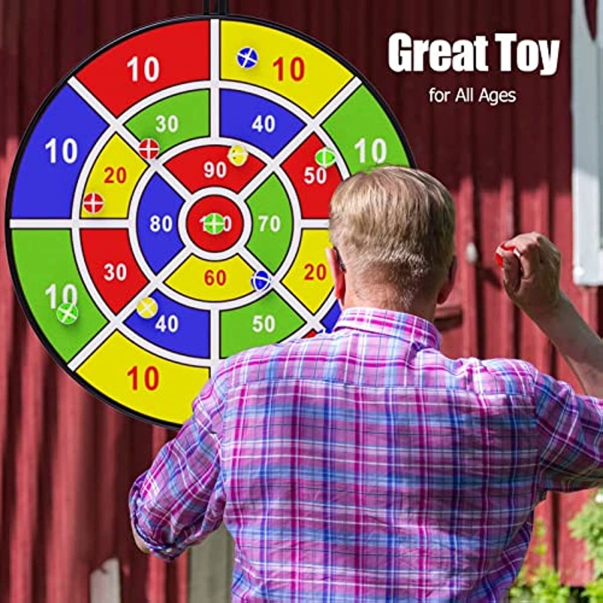 26 Inch Kids Dart Board With 8 Sticky Balls; Boys Toy; Indoor/Sport Outdoor Fun Party Game Toy For 3 4 5 6 7 8 9 10 11 12 Years Old Boys And Girls Birthday Gifts - VINE GLOBAL