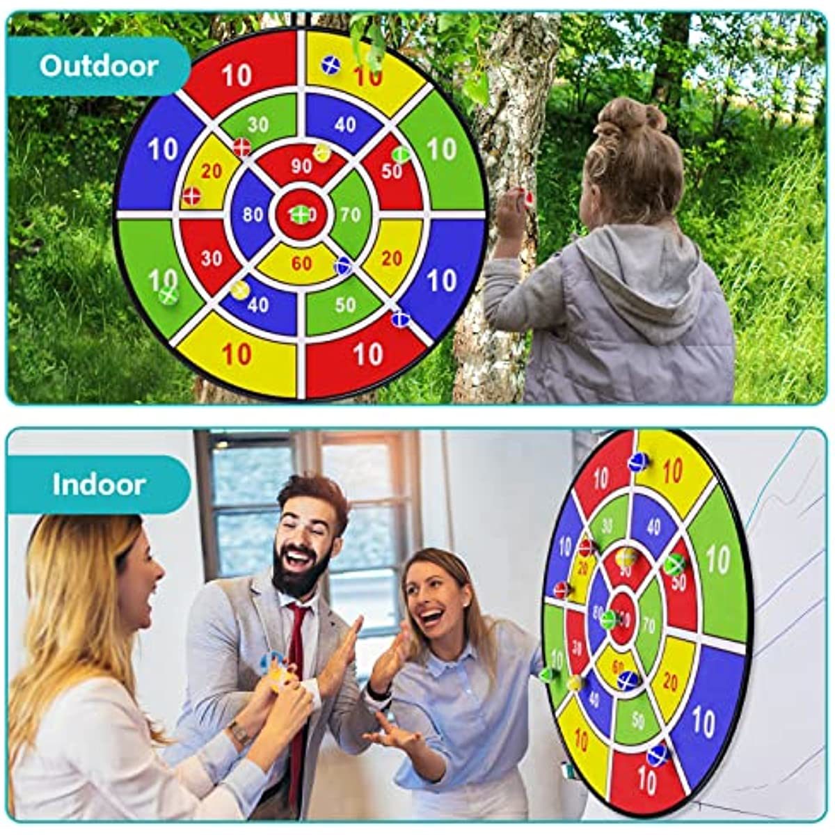 26 Inch Kids Dart Board With 8 Sticky Balls; Boys Toy; Indoor/Sport Outdoor Fun Party Game Toy For 3 4 5 6 7 8 9 10 11 12 Years Old Boys And Girls Birthday Gifts - VINE GLOBAL