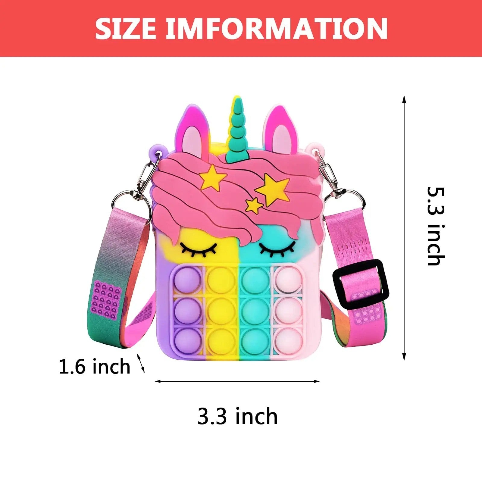 Girl And Women's Unicorn Pop Purse Pop Bag With Unicorn Pop Toy; Shoulder Bag Fidget Toys Pop Fidget Backpack - VINE GLOBAL