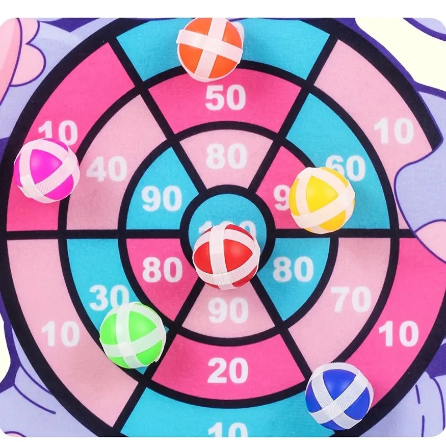 Kids Sticky Ball Dart Target Board; Creative Throw Ball Target Sticky; Outdoor Sports Indoor Cloth Toys; Educational Board Games; with 3 balls - VINE GLOBAL