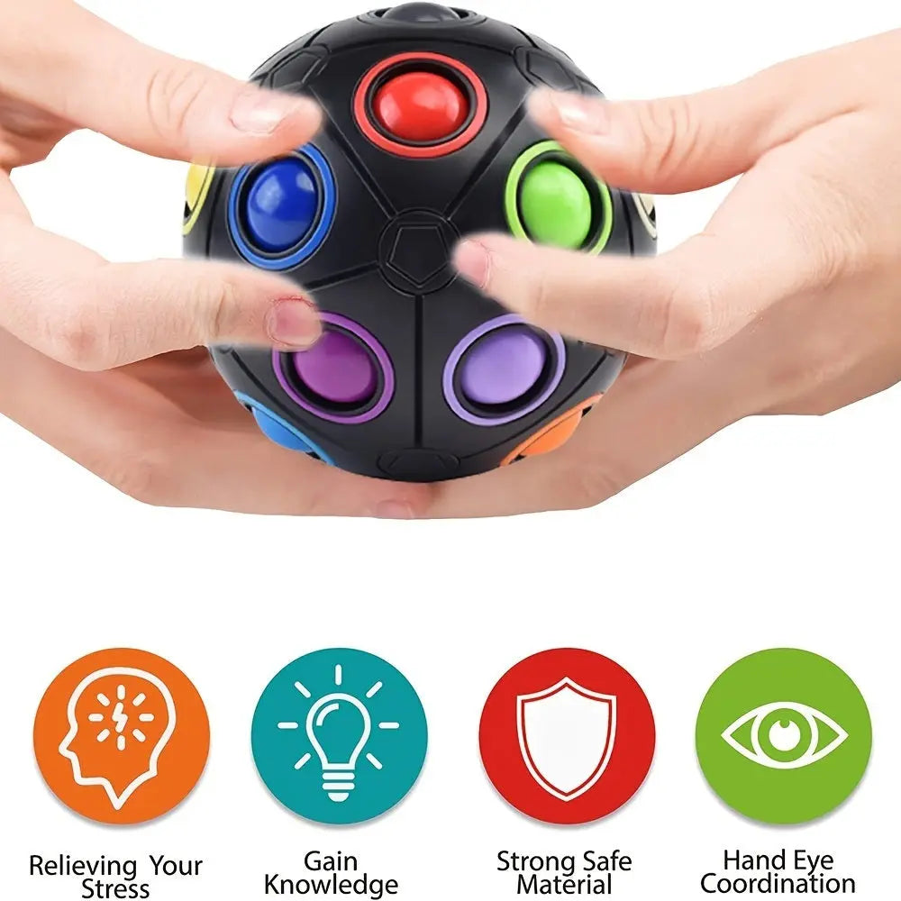 Rainbow Puzzle Ball- Fidget Ball Puzzle Game- Brain Teaser Toy For Boys & Girls Age 3 And Up- Birthday Party Christmas Easter Gift Stocking Stuffers Toy For Kids Teens Adults - VINE GLOBAL