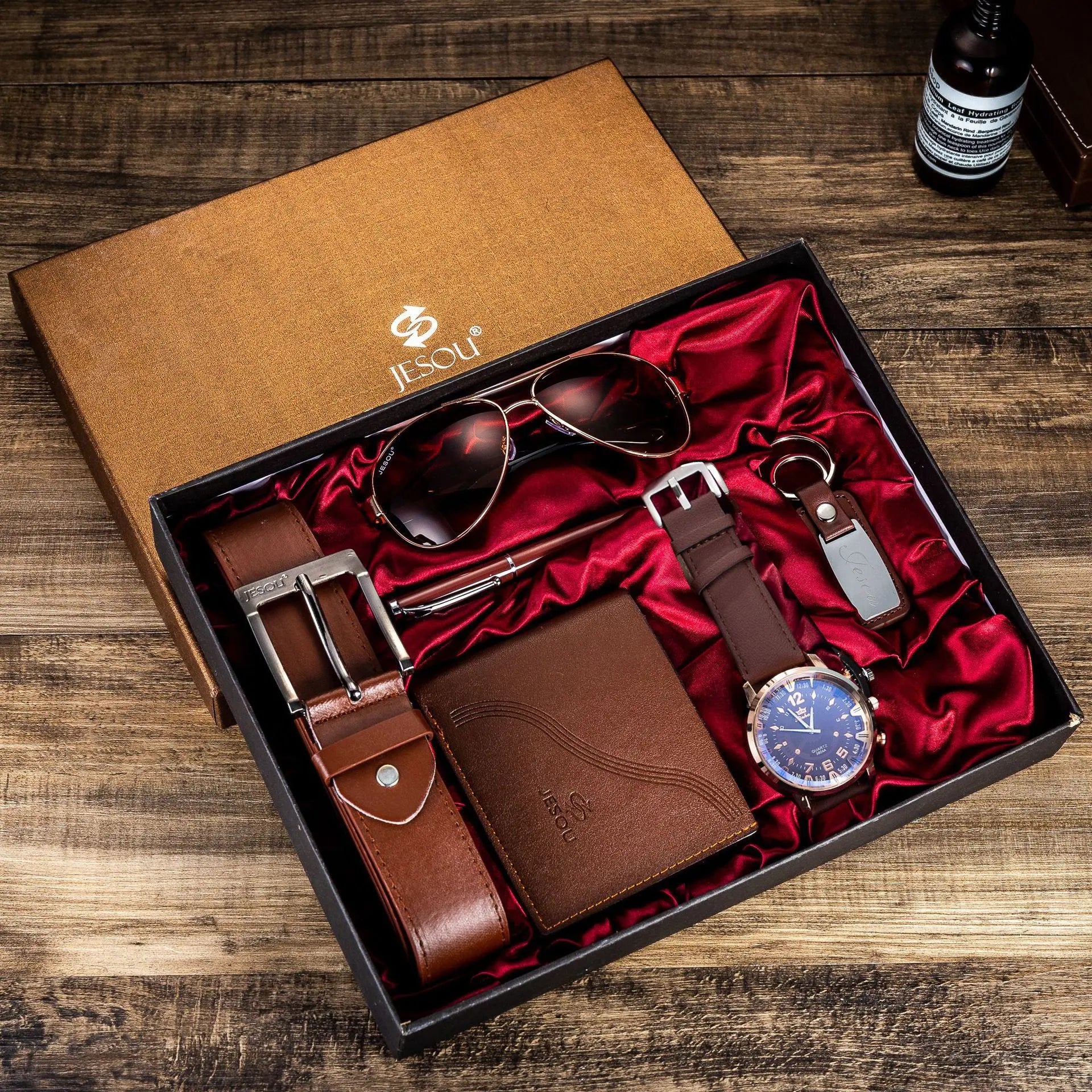 A04991Men's business gift box set Wallet belt watch pen glasses combination set - VINE GLOBAL
