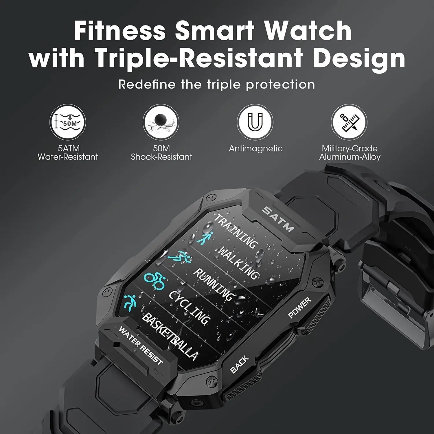Military Smart Watch For Men; All-New 1.71'' Tactical Smartwatch For Android Phones And IPhone Compatible; 5ATM Fitness Tracker With Blood Pressure; Heart Rate; Blood Oxygen Monitor - VINE GLOBAL