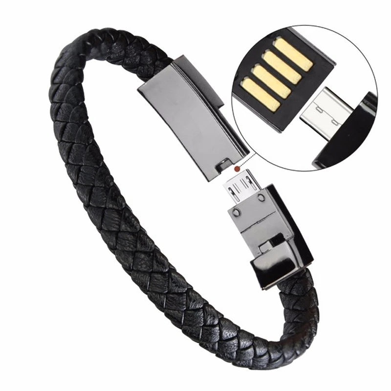 Bracelet USB Charging Cable Outdoor Portable Leather Mini Micro USB C Charger Data Cable For iPhone Samsung HUAWEI Xiaomi - VINE GLOBAL