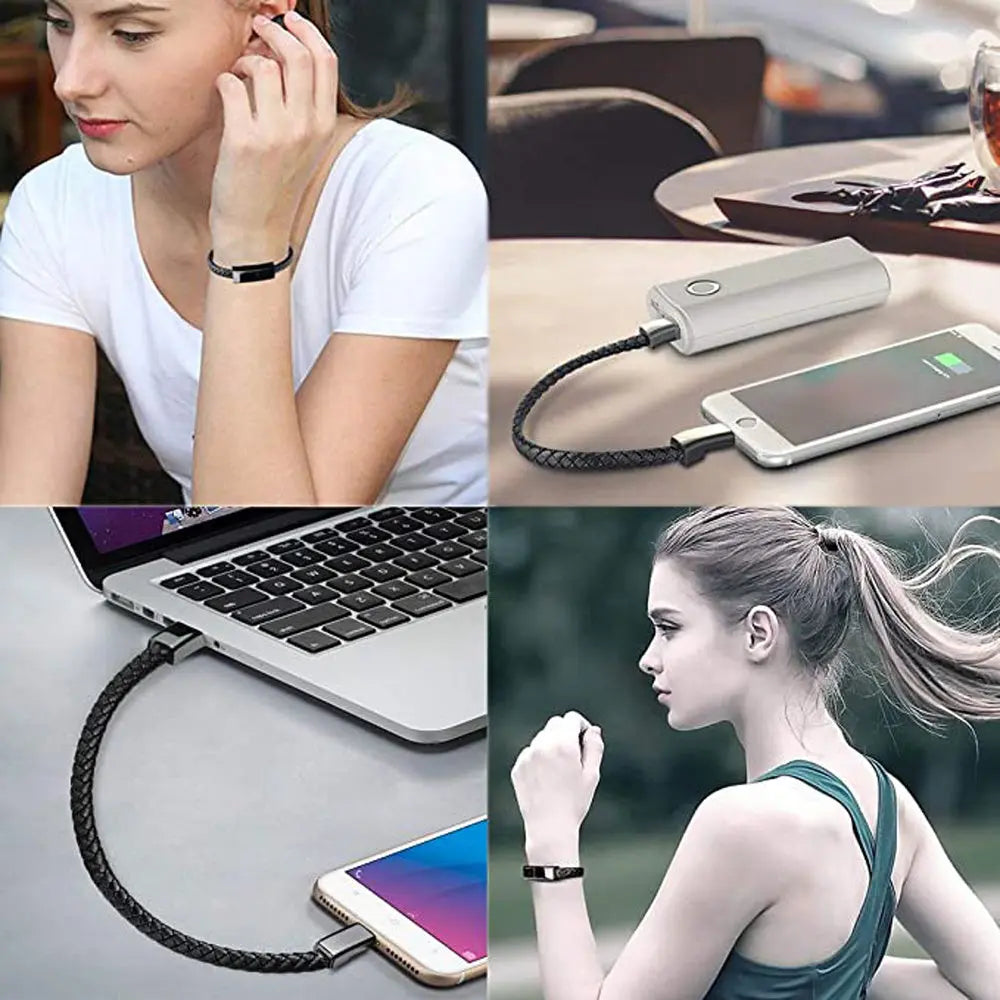 Bracelet USB Charging Cable Outdoor Portable Leather Mini Micro USB C Charger Data Cable For iPhone Samsung HUAWEI Xiaomi - VINE GLOBAL