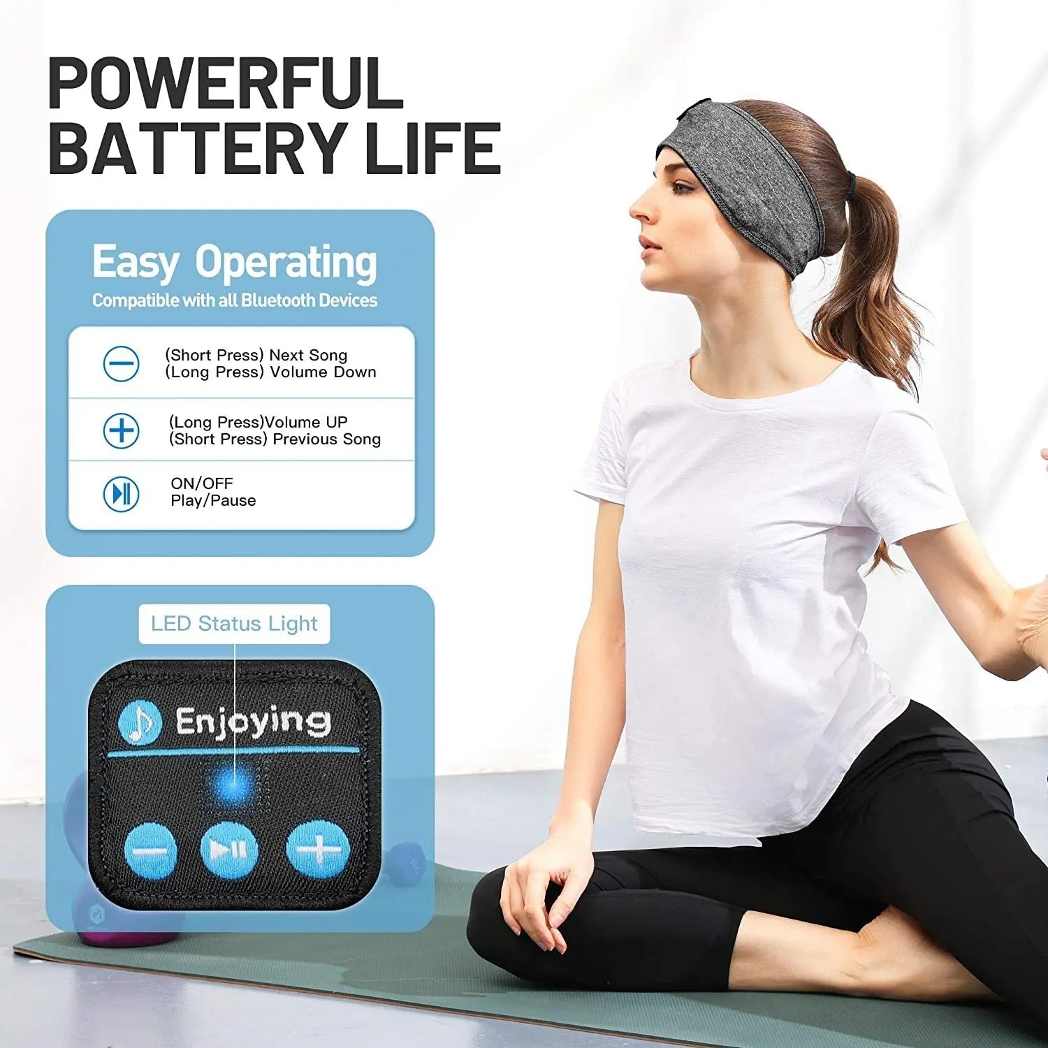 Fone Bluetooth Earphones Sports Sleeping Headband Elastic Wireless Headphones Music Eye Mask Wireless Bluetooth Headset Headband - VINE GLOBAL