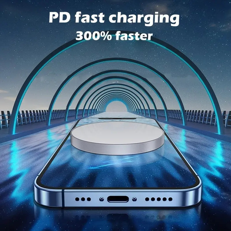 15W Magnetic Wireless Charger With USB-C Compatible With MagSafe Wireless Charger Fast Charging Lightning For IPhone 13/13 Mini/13Pro/13Pro Max/iPhone 12/12 Mini/12Pro Max - VINE GLOBAL