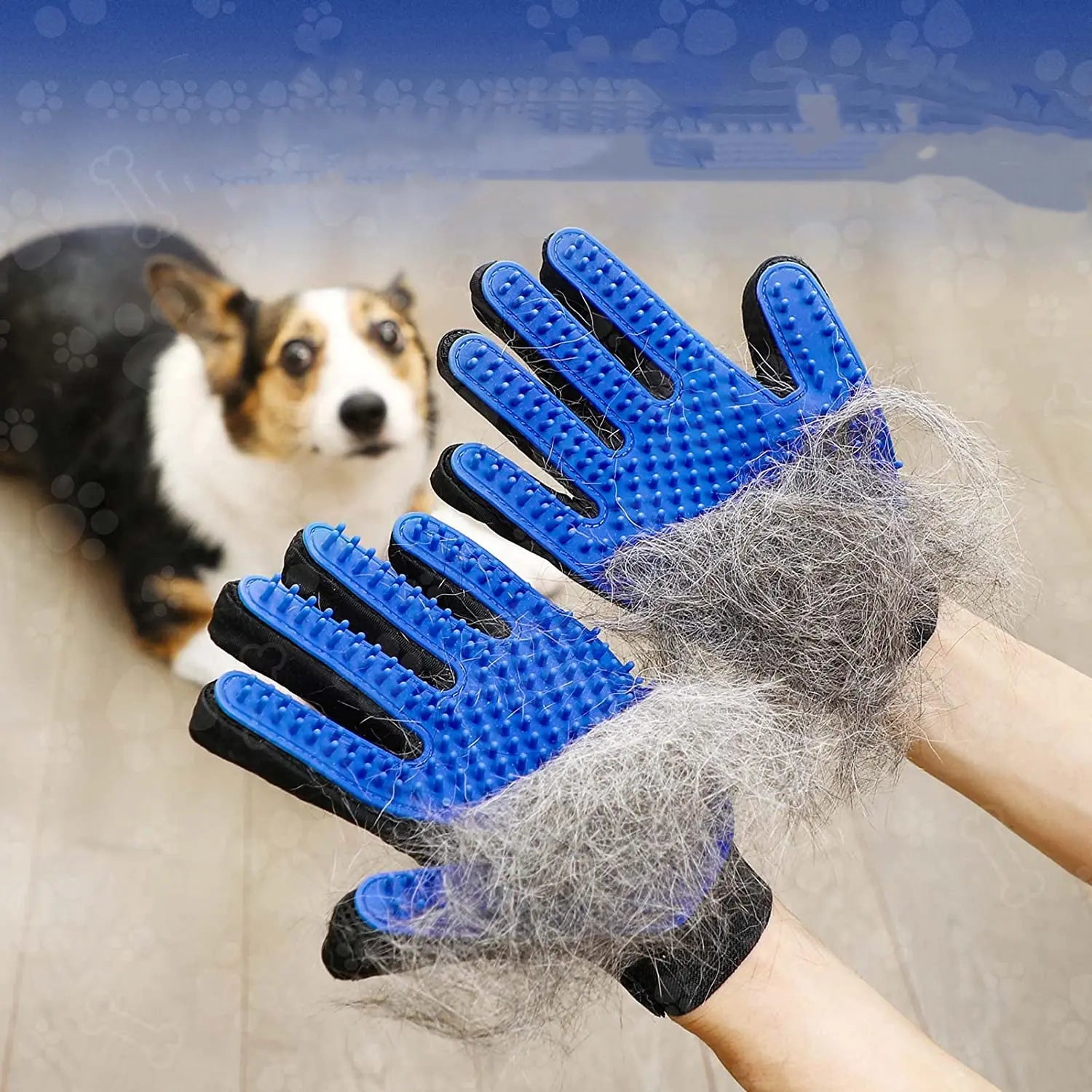 1pair Pet Grooming Glove Gentle Hair Remover Brush - VINE GLOBAL