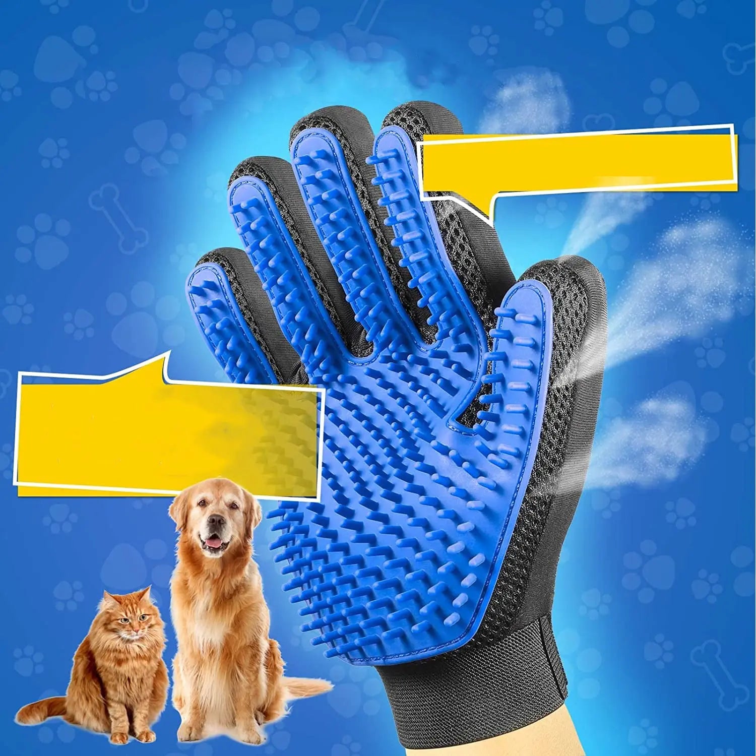 1pair Pet Grooming Glove Gentle Hair Remover Brush - VINE GLOBAL