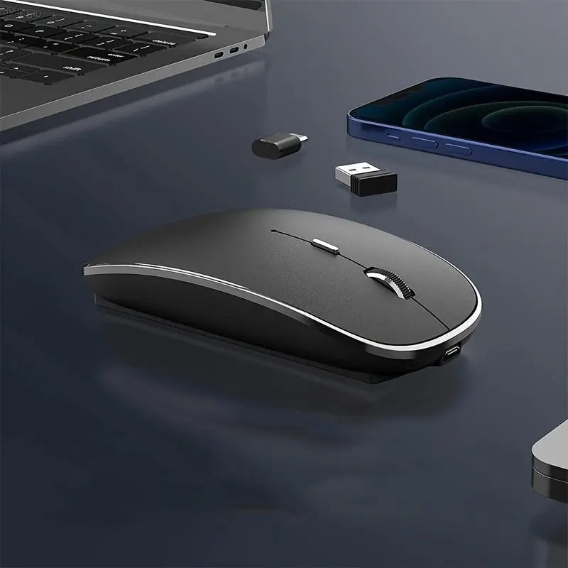 Wireless Charging Mouse Portable Mute Wireless Mouse USB And Type-C Dual Mode Wireless Mouse Adjustable DPI Laptop For Mac; MacBook; Android; PC - VINE GLOBAL