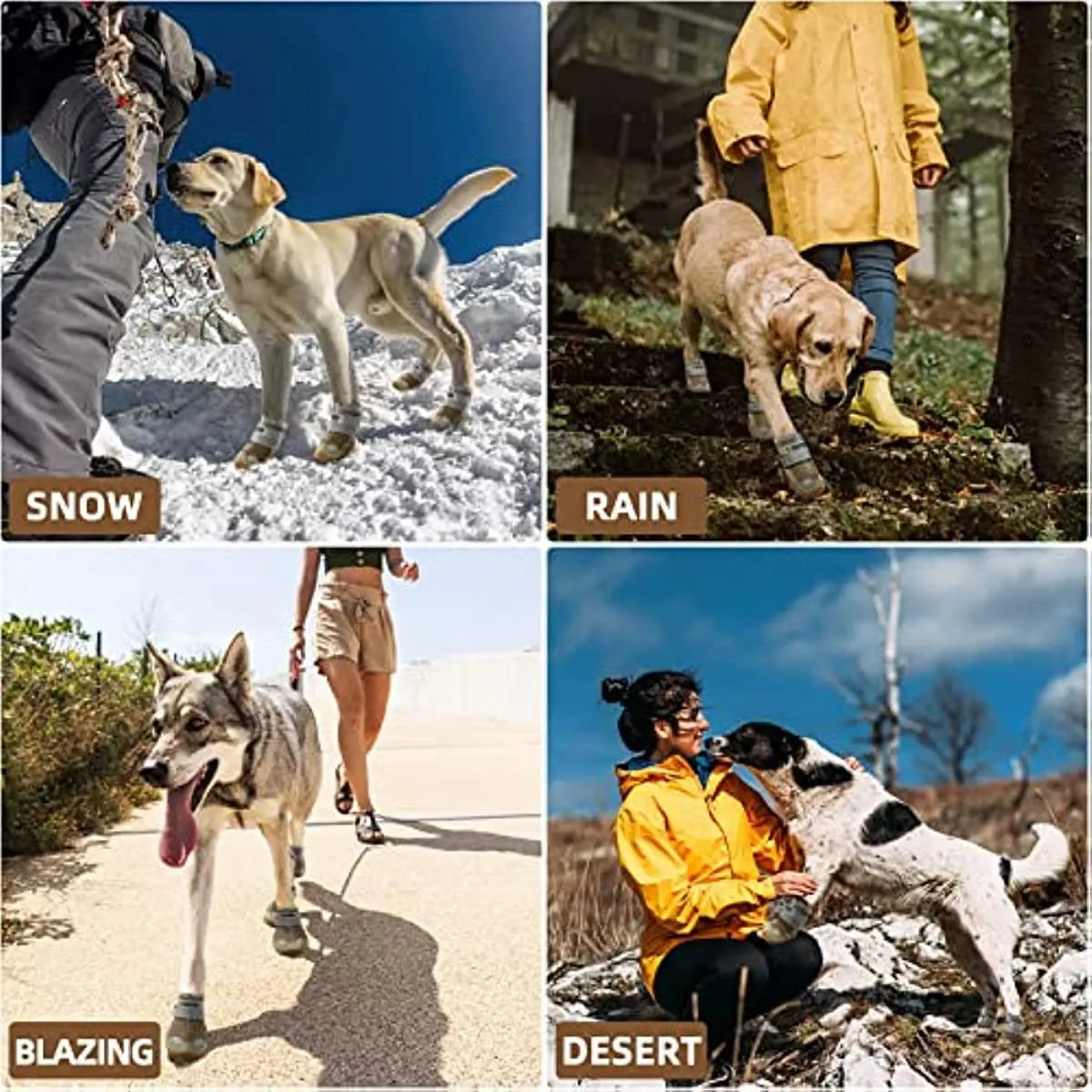Dog Boots Breathable Dog Shoes for Small Medium Large Dogs; Waterproof Anti-Slip Puppy Booties Paw Protector for Hot Pavement Winter Snow Hiking with Reflective Straps 4PCS - VINE GLOBAL