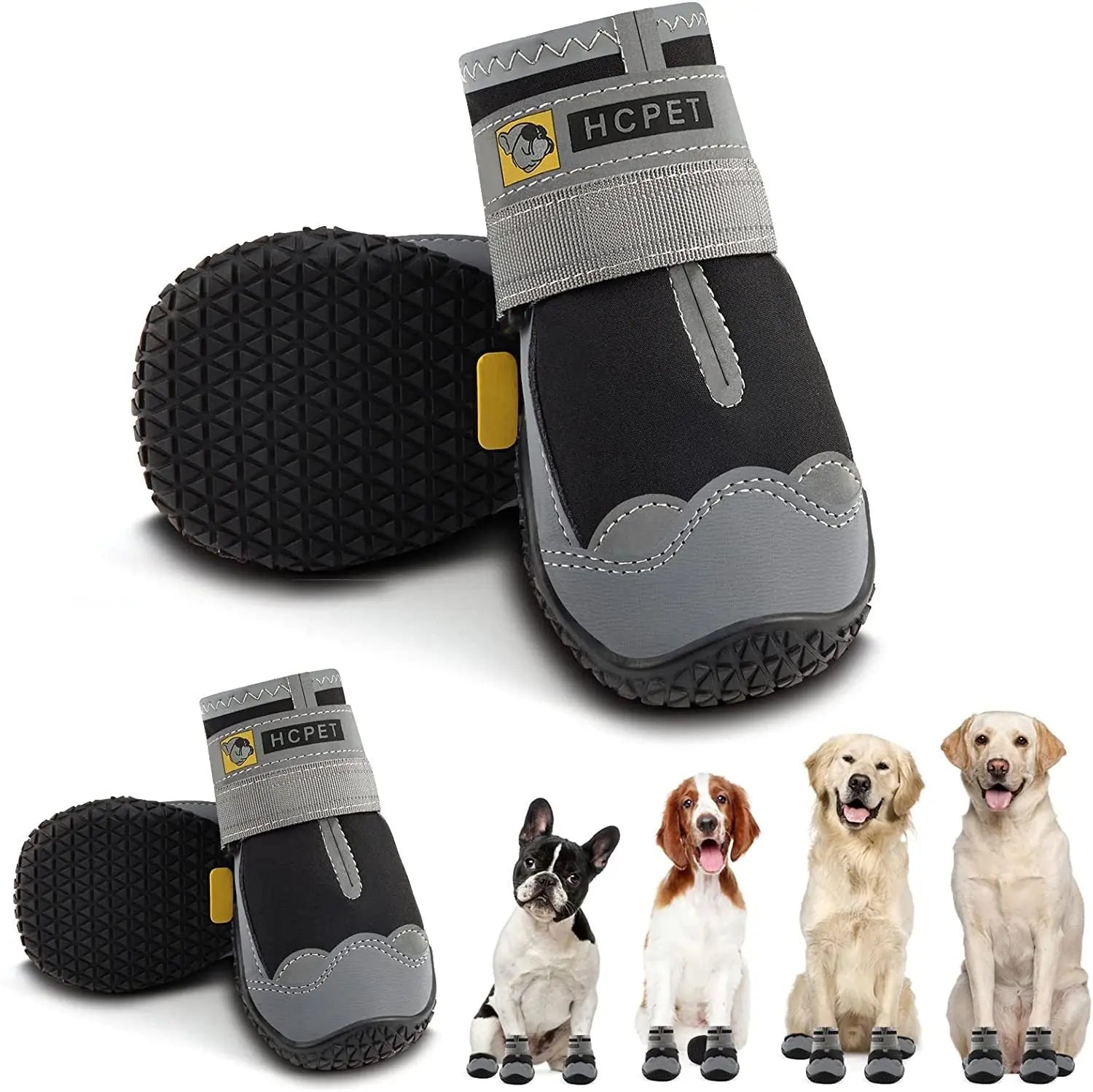 Dog Boots Breathable Dog Shoes for Small Medium Large Dogs; Waterproof Anti-Slip Puppy Booties Paw Protector for Hot Pavement Winter Snow Hiking with Reflective Straps 4PCS - VINE GLOBAL
