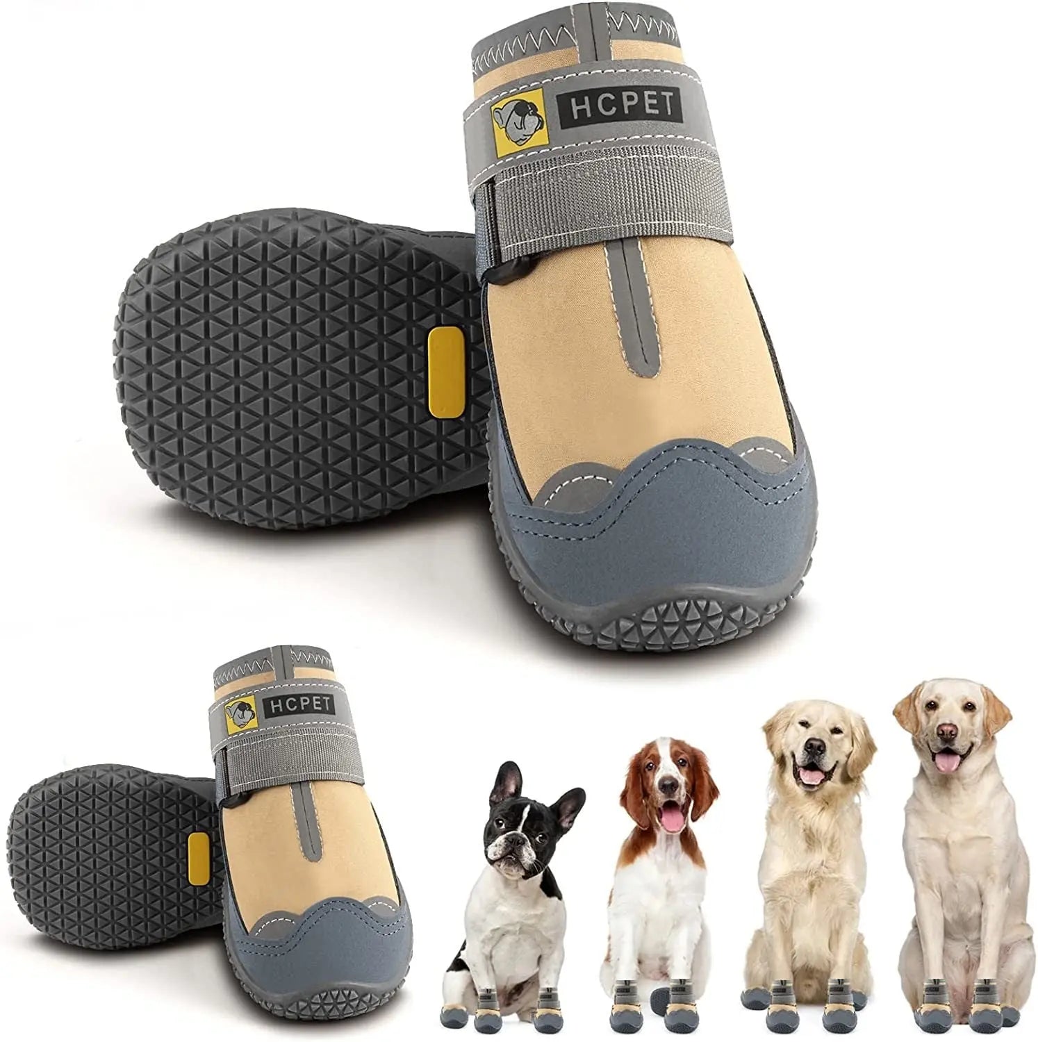 Dog Boots Breathable Dog Shoes for Small Medium Large Dogs; Waterproof Anti-Slip Puppy Booties Paw Protector for Hot Pavement Winter Snow Hiking with Reflective Straps 4PCS - VINE GLOBAL
