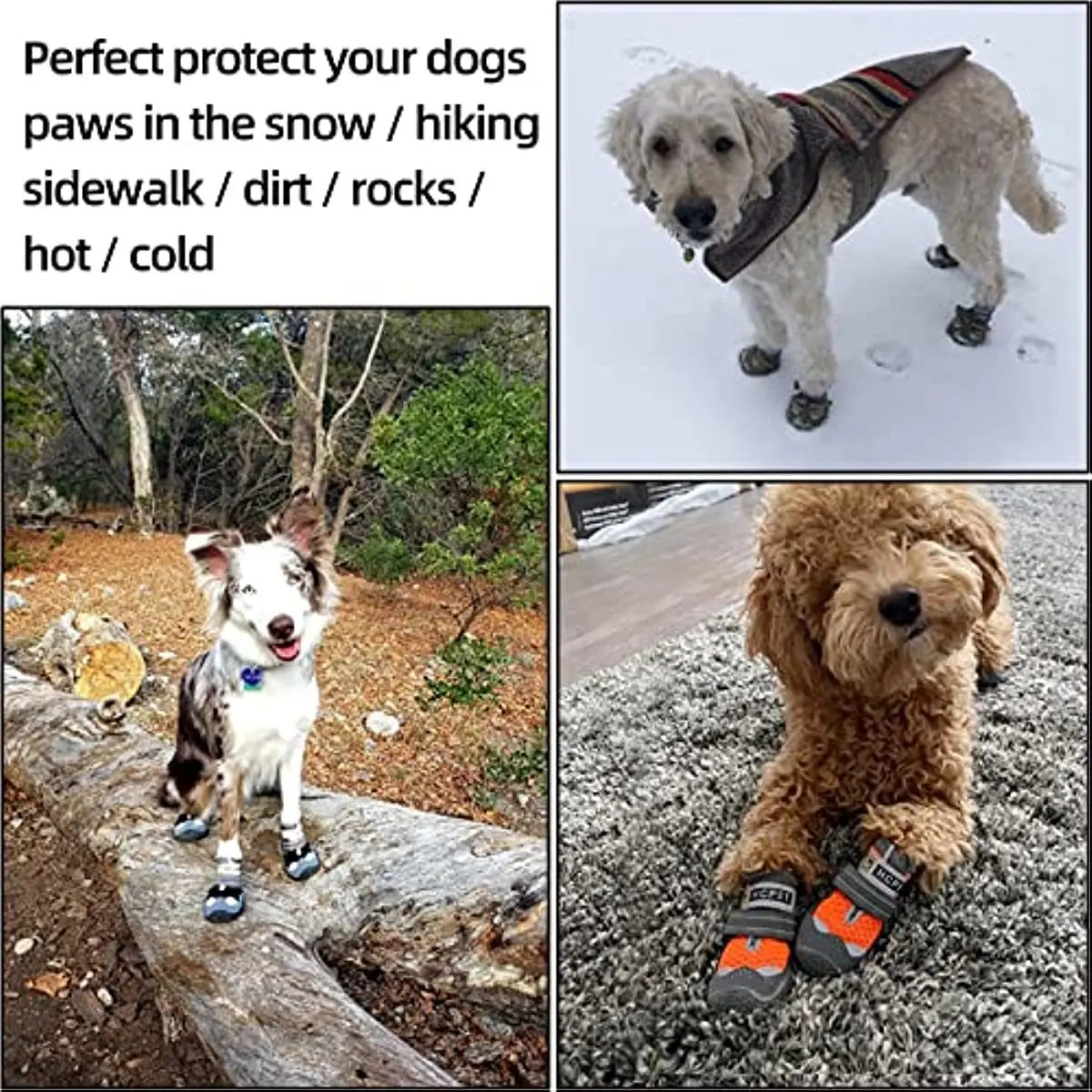 Dog Boots Breathable Dog Shoes for Small Medium Large Dogs; Waterproof Anti-Slip Puppy Booties Paw Protector for Hot Pavement Winter Snow Hiking with Reflective Straps 4PCS - VINE GLOBAL